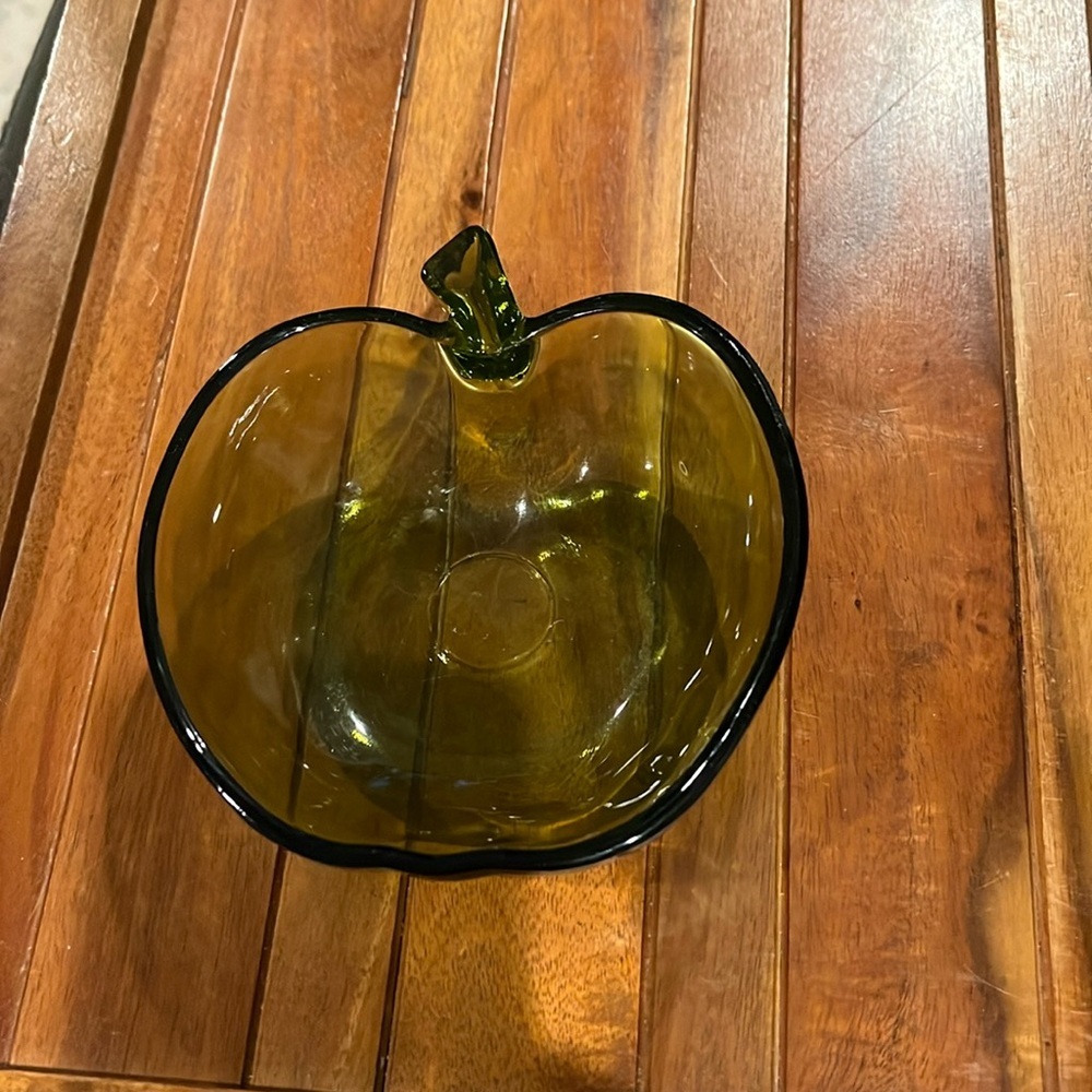 Vintage hazel Atlas green glass apple dish​